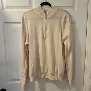 Foxcroft Sweater Women Sz 2XL  Supima Cotton Cream  Pullover 1/2 Zip Mock Neck
